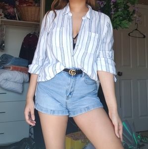 Calvin Klein Pinstriped Button-up Top